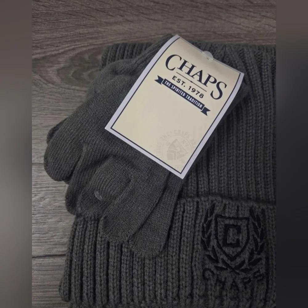 Chaps Boys Knit Beanie, Gloves and Scarf Set NWT